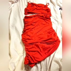 Sexy rauched skirt set christmas red sexy like new medium